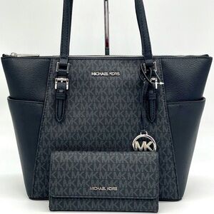 Michael Kors Charlotte Tote & Trifold Wallet Black